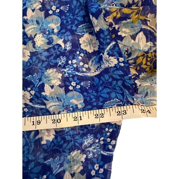 Misa Los Angeles‎ Joa Lapis Ombre Blue Floral Chiffon Blouse Multiple Sizes New - Picture 5 of 12